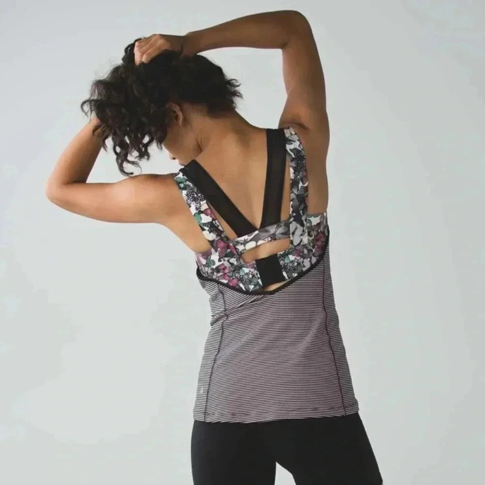 Lululemon Super Sport Tank Mini Pop‎ Stripe Black Mink Berry Sz 6